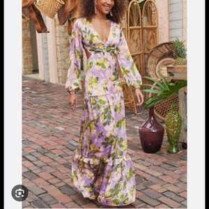 VENUS Floral Maxi Dress in Purple and Green